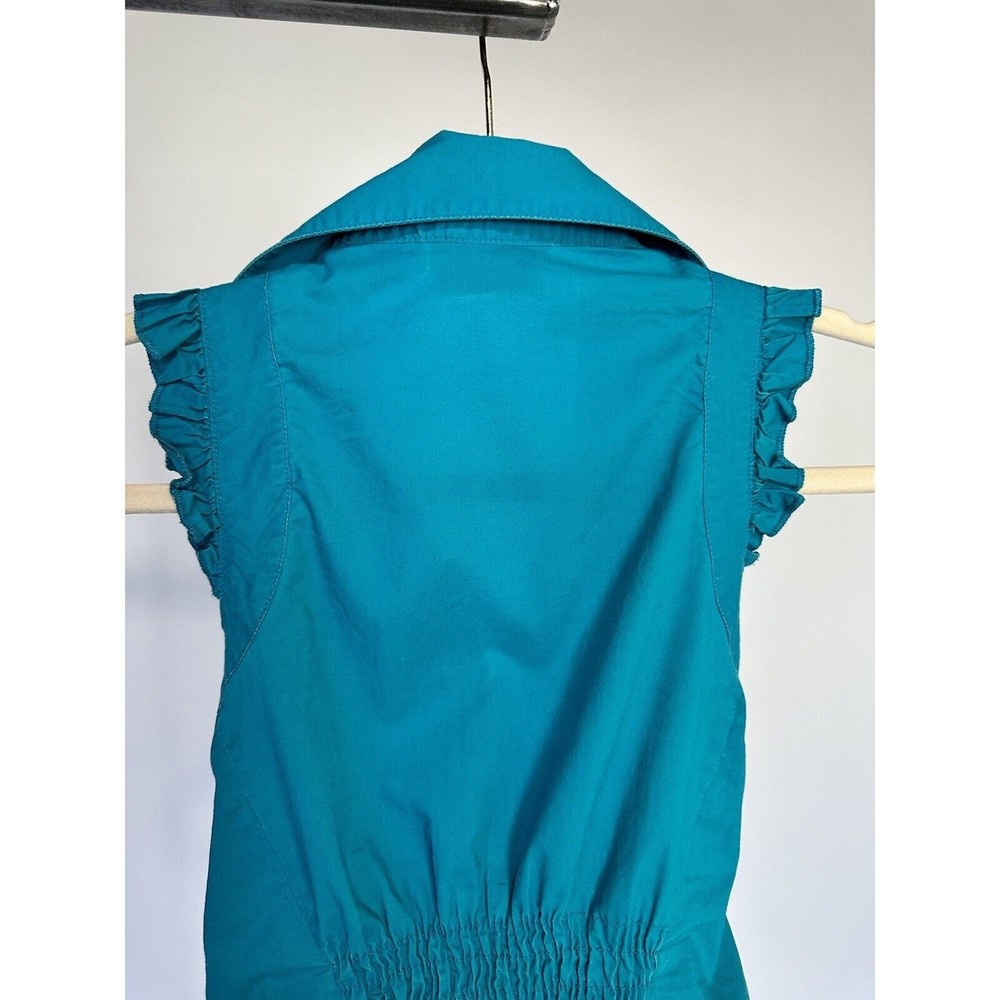 Millenium 100% Cotton Button Down Collar Ruffle D… - image 3